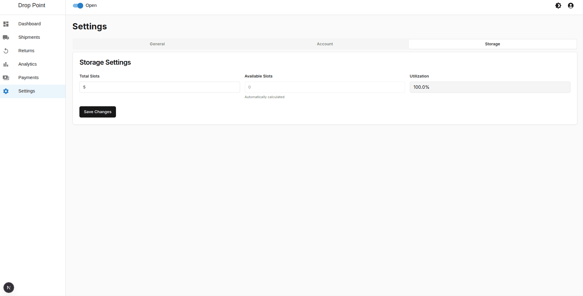 Storage Settings