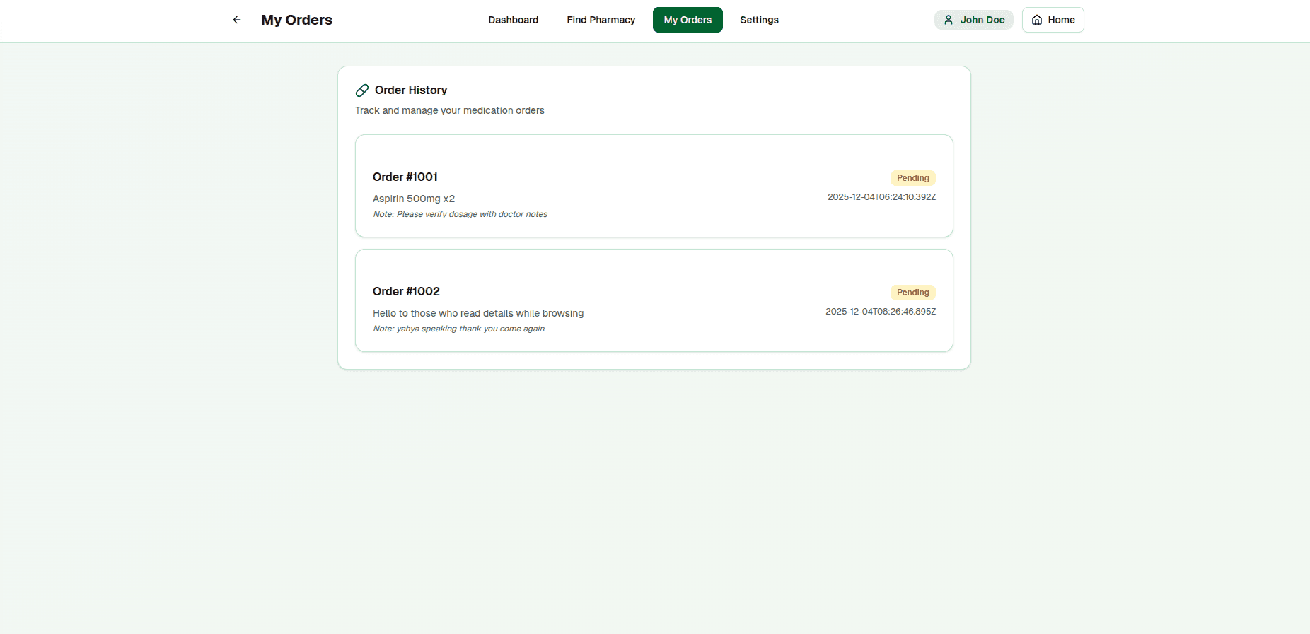 Real-Time Order Tracking