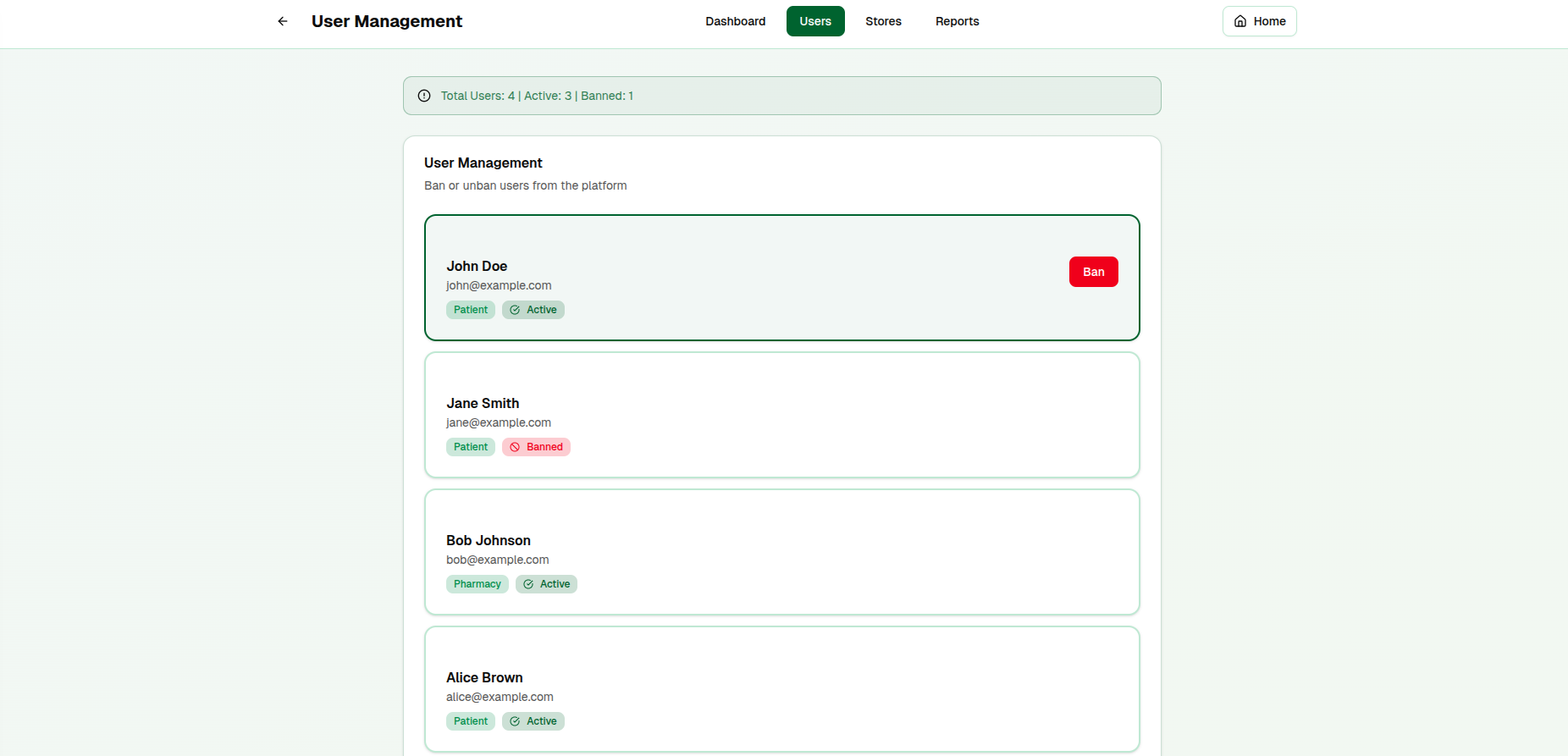 User & Store Moderation